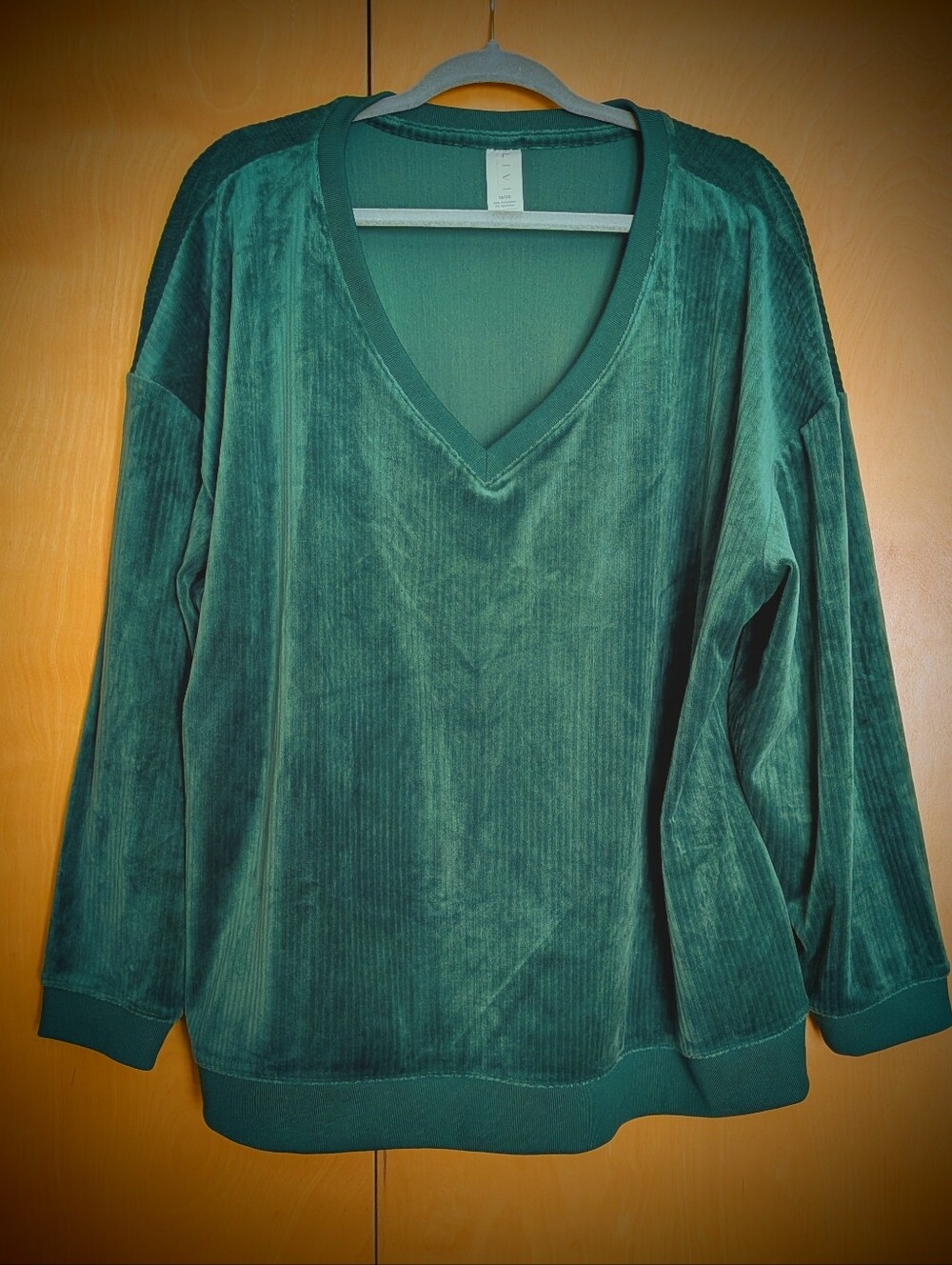 Green V-Neck Ribbed Sweater